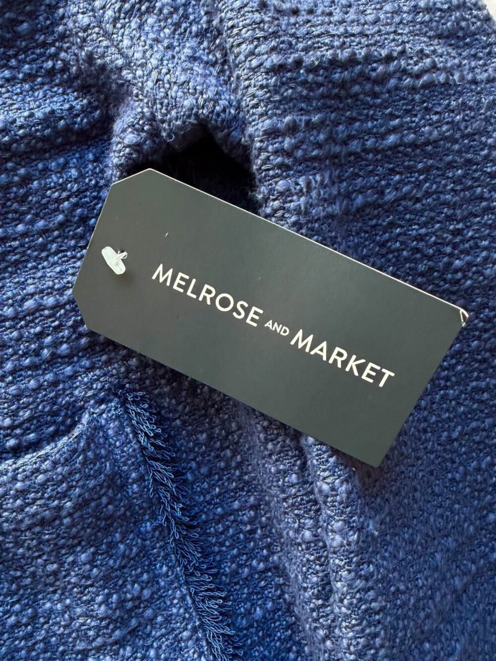 MELROSE AND MARKET NWT TEXTURED COTTON BLEND INDIGO BOMBER JACKET. SIZE M - Picture 7 of 9